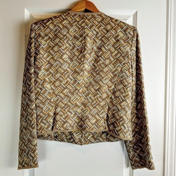 Vintage Adrianna Papell Braid Trim Silk Jacket - Picture 2 of 5